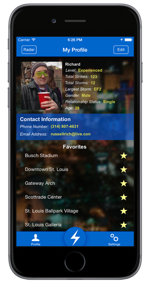 SocialStorm app profile page